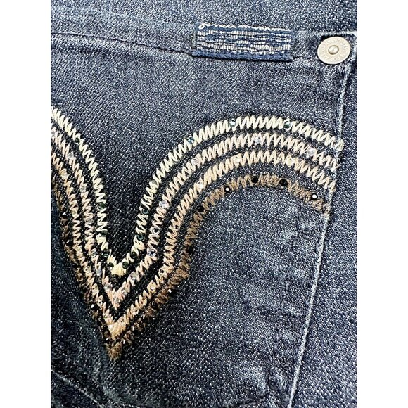 7 FOR ALL MANKIND Womens Jeans Size 26x28, Tag 24 Bedazzle Pocket Straight Slim - Picture 6 of 10